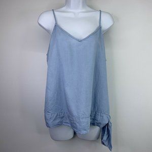 1250C Tank Top Size L Side Tie V Neck Blue